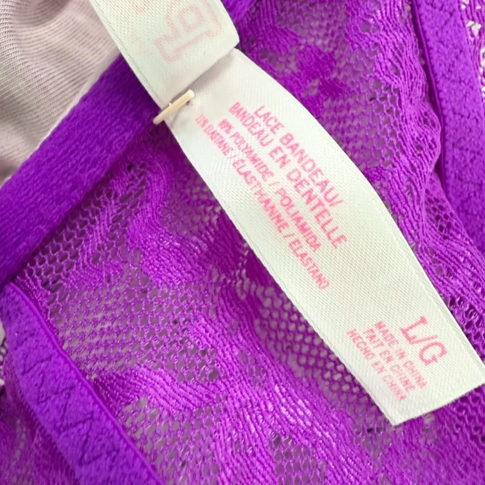 PINK Victoria’s Secret Purple Lace Rhinestone Bandeau Bralette L
